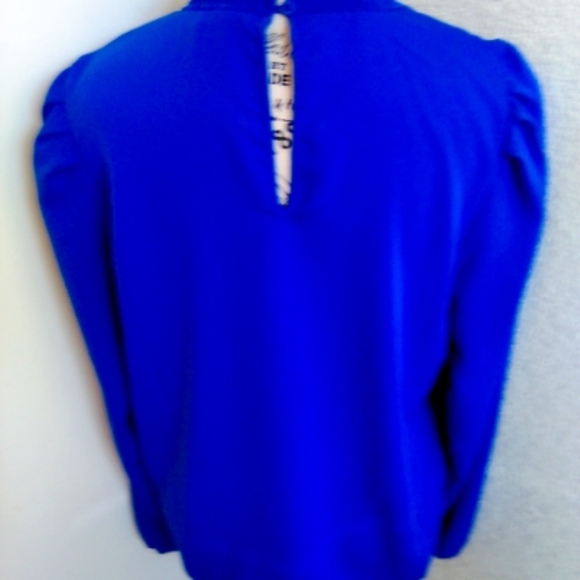 Royal Blue Pleated Blouse - Picture 2 of 2